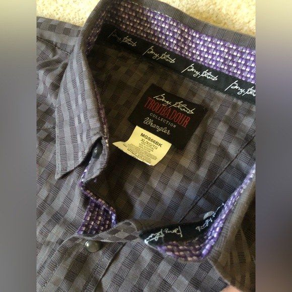 🤠WRANGLER Troubadour Western Snap Button Down Dress Shirt Size XL Grey & Purple - Picture 3 of 7